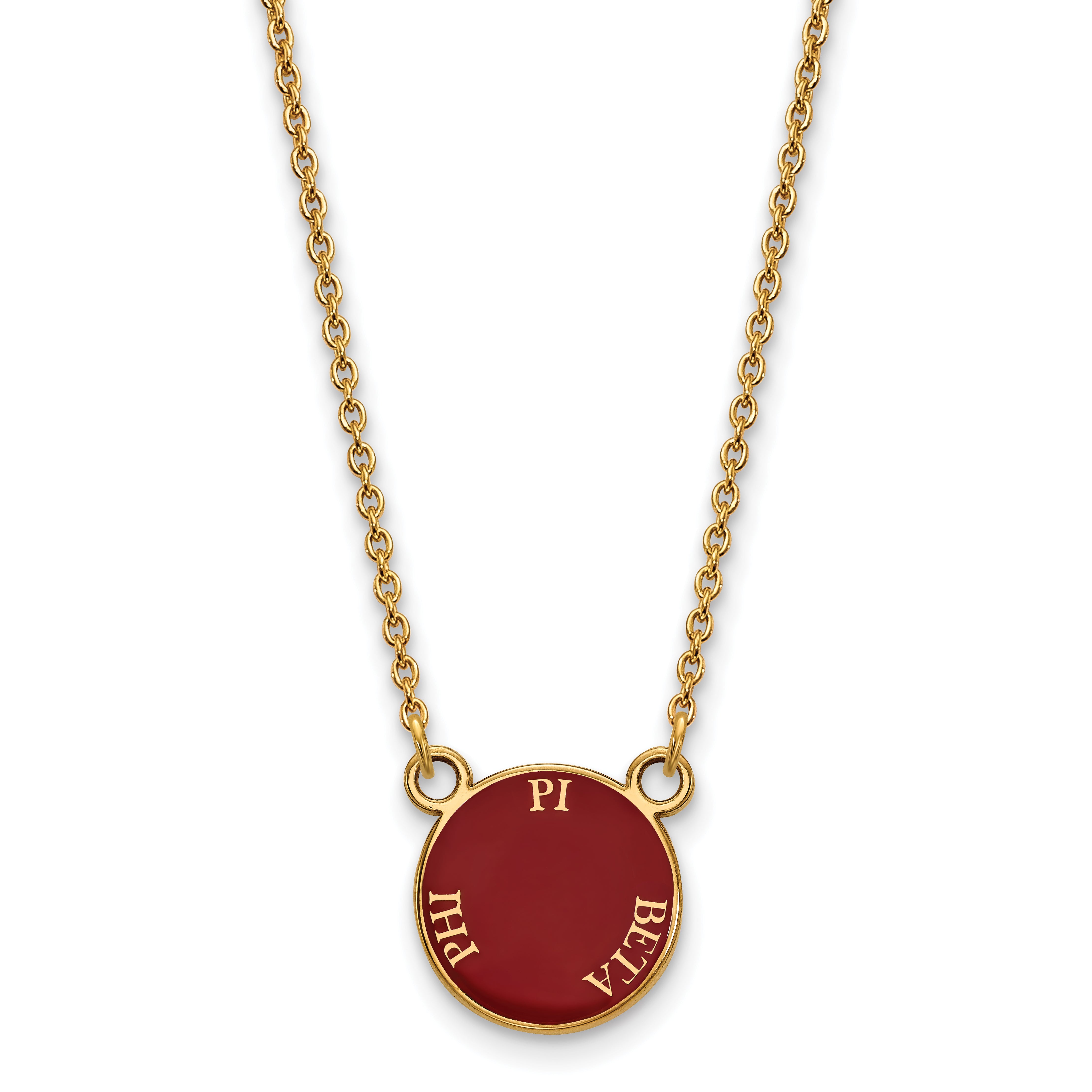 Gold Plated Sterling Silver Logoart Pi Beta Phi Sorority Text Small Color Enamel Pendant 18 Inch Necklace