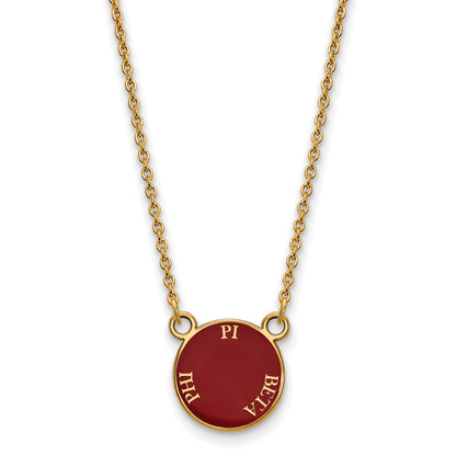 Gold Plated Sterling Silver Logoart Pi Beta Phi Sorority Text Small Color Enamel Pendant 18 Inch Necklace