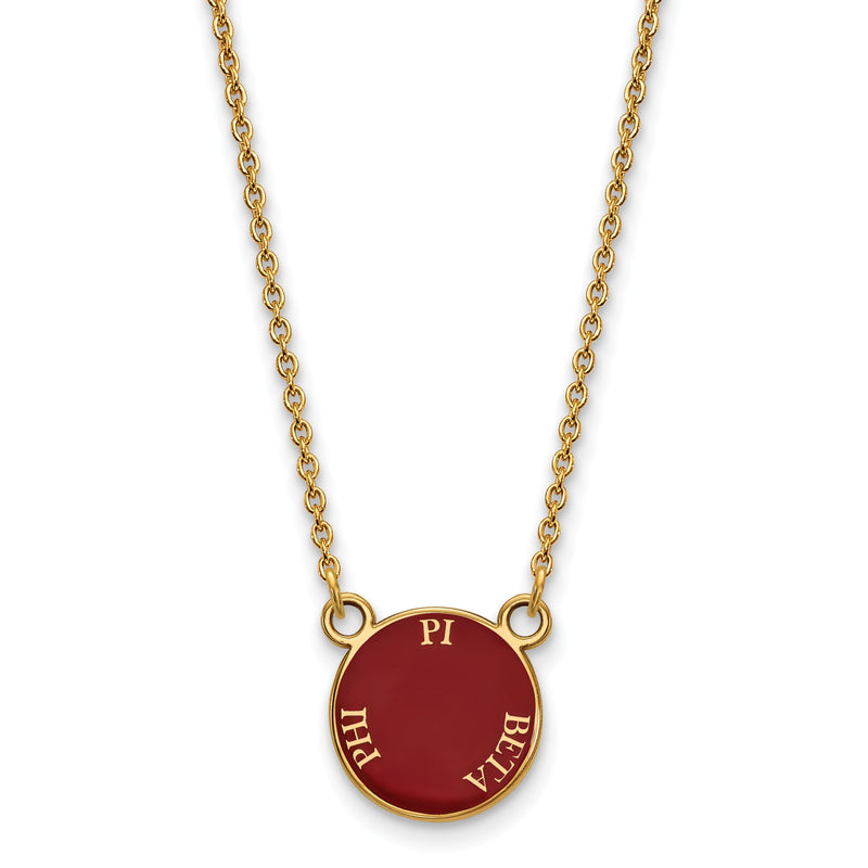 Gold Plated Sterling Silver Logoart Pi Beta Phi Sorority Text Small Color Enamel Pendant 18 Inch Necklace
