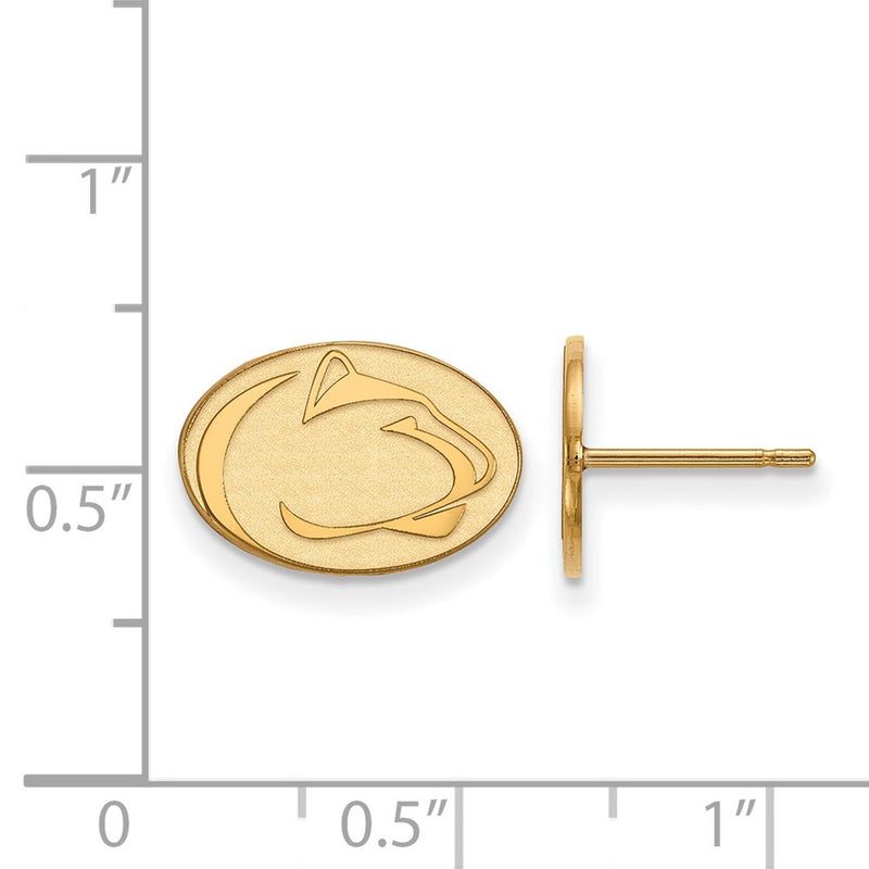 Gold Plated Sterling Silver Logoart Penn State University Lion Extra Small Post Earrings