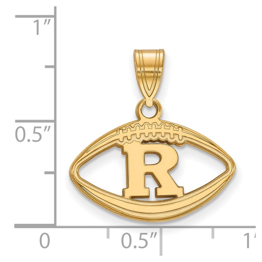 Gold Plated Sterling Silver Logoart Rutgers University Letter R Football Pendant