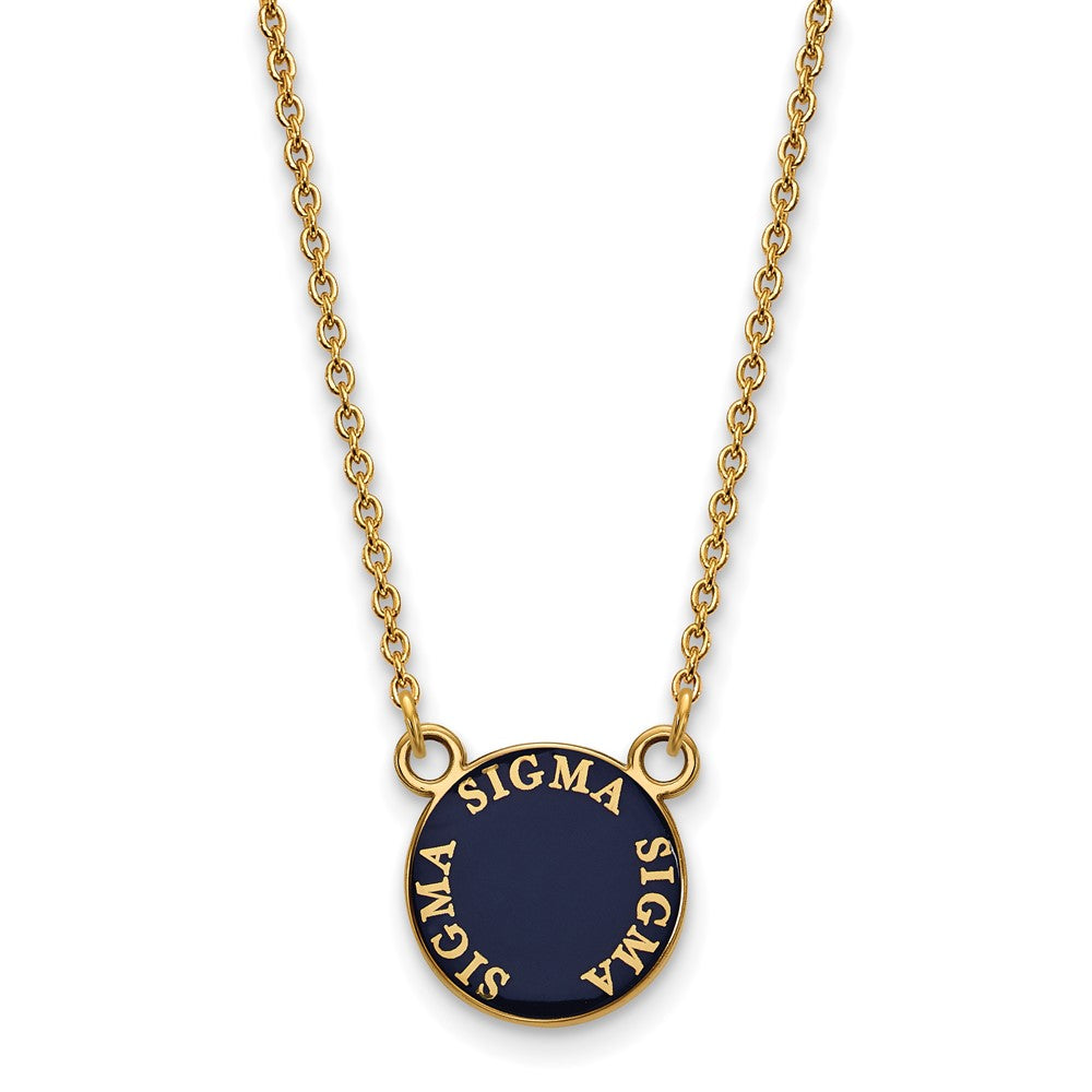 Gold Plated Sterling Silver Logoart Sigma Sorority Text Small Color Enamel Pendant 18 Inch Necklace