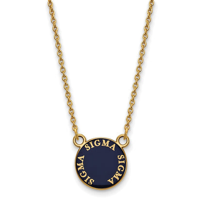 Gold Plated Sterling Silver Logoart Sigma Sorority Text Small Color Enamel Pendant 18 Inch Necklace