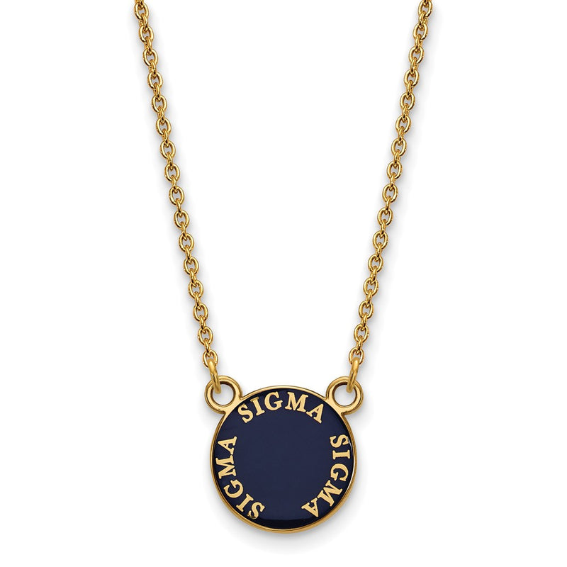 Gold Plated Sterling Silver Logoart Sigma Sorority Text Small Color Enamel Pendant 18 Inch Necklace