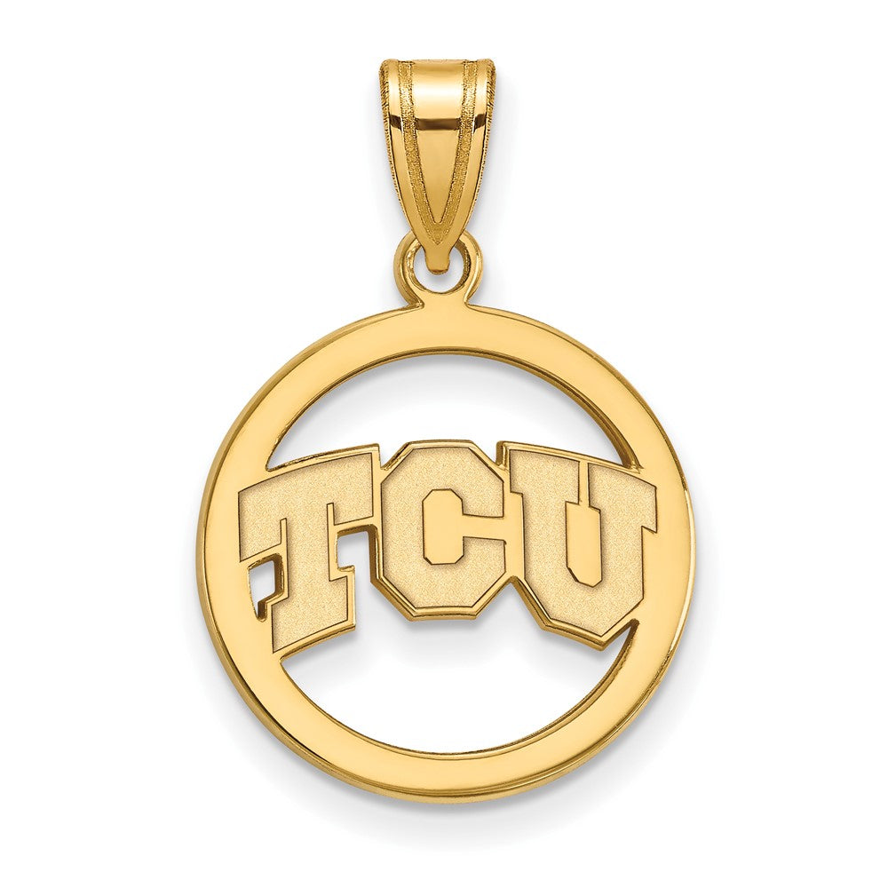 Gold Plated Sterling Silver Logoart Texas Christian University T C U Med Circle Pendant