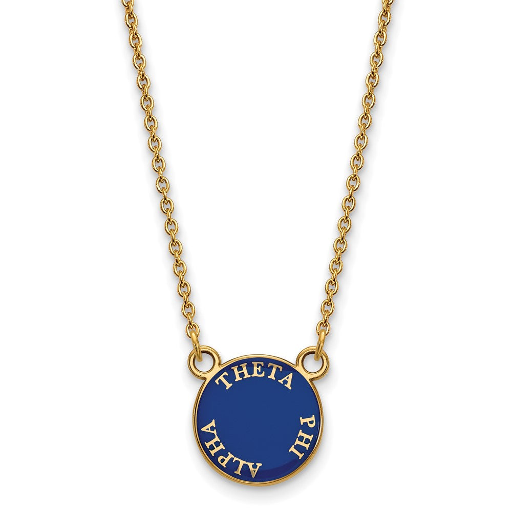 Gold Plated Sterling Silver Logoart Theta Phi Alpha Sorority Text Small Color Enamel Pendant 18 Inch Necklace