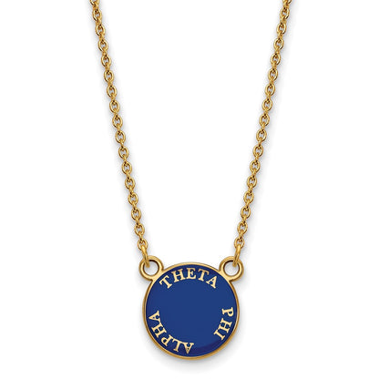 Gold Plated Sterling Silver Logoart Theta Phi Alpha Sorority Text Small Color Enamel Pendant 18 Inch Necklace