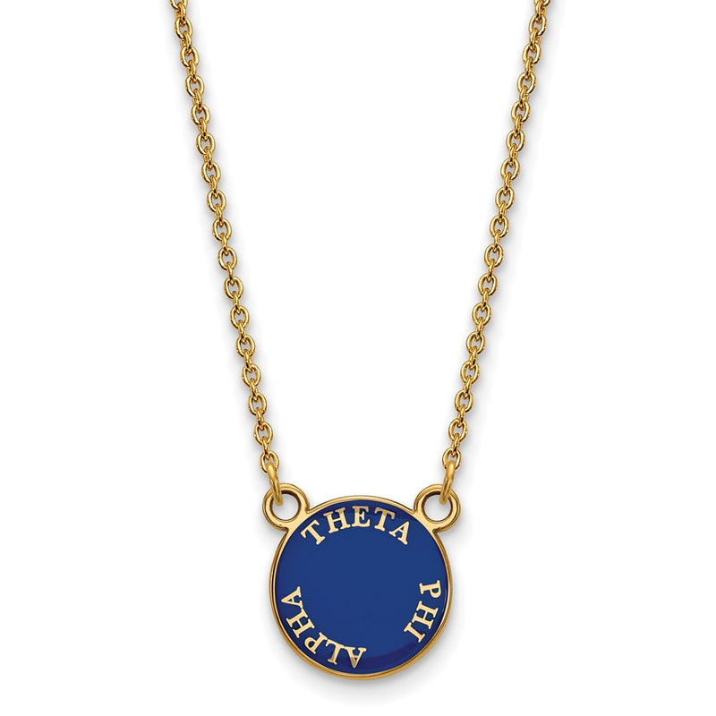 Gold Plated Sterling Silver Logoart Theta Phi Alpha Sorority Text Small Color Enamel Pendant 18 Inch Necklace