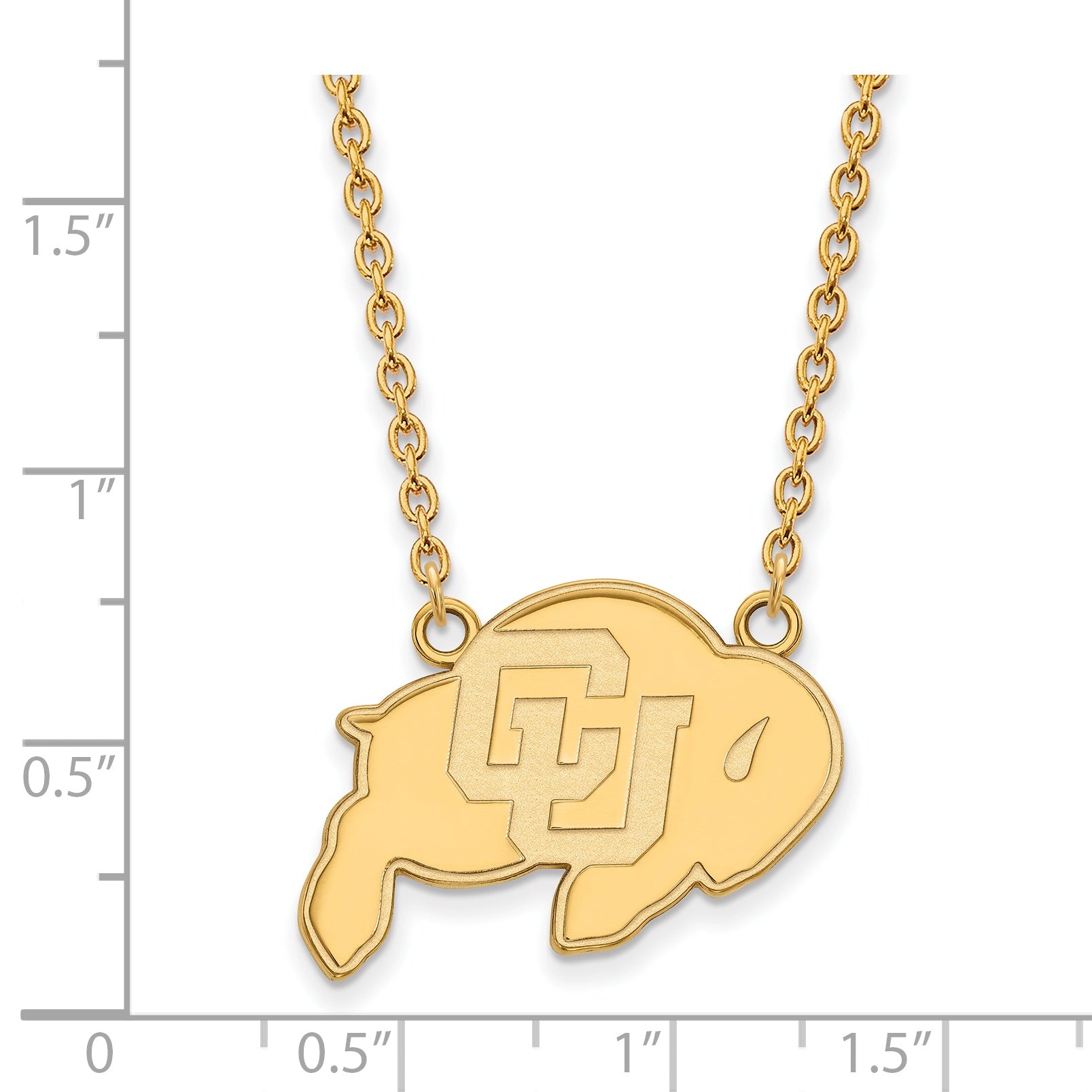 10K Yellow Gold Logoart University Of Colorado Buffalo Large Pendant 18 Inch Necklace