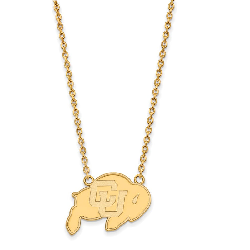 Gold Plated Sterling Silver Logoart University Of Colorado Buffalo Large Pendant 18 Inch Necklace