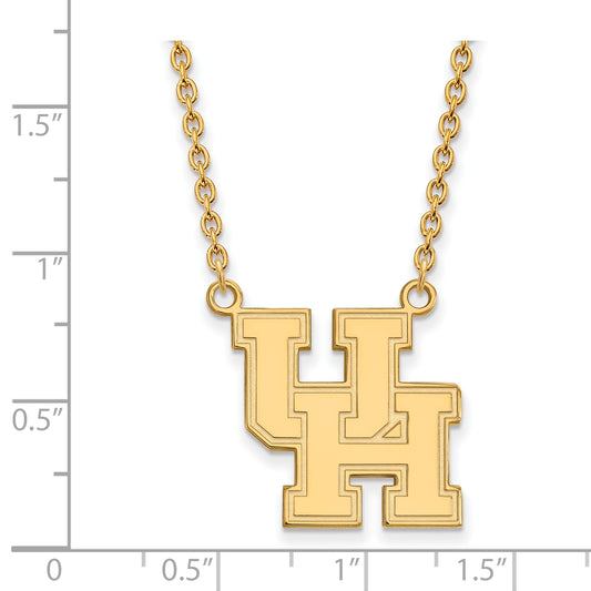 10K Yellow Gold Logoart University Of Houston U H Large Pendant 18 Inch Necklace