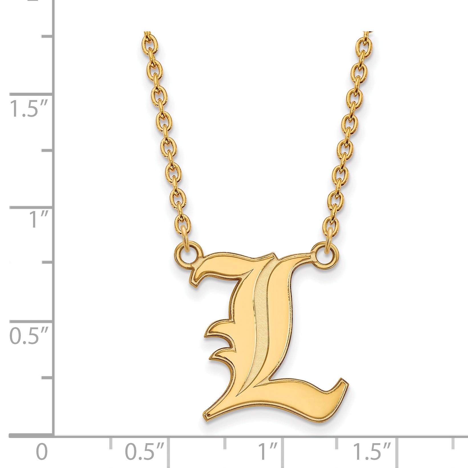 10K Yellow Gold Logoart University Of Louisville Letter L Large Pendant 18 Inch Necklace