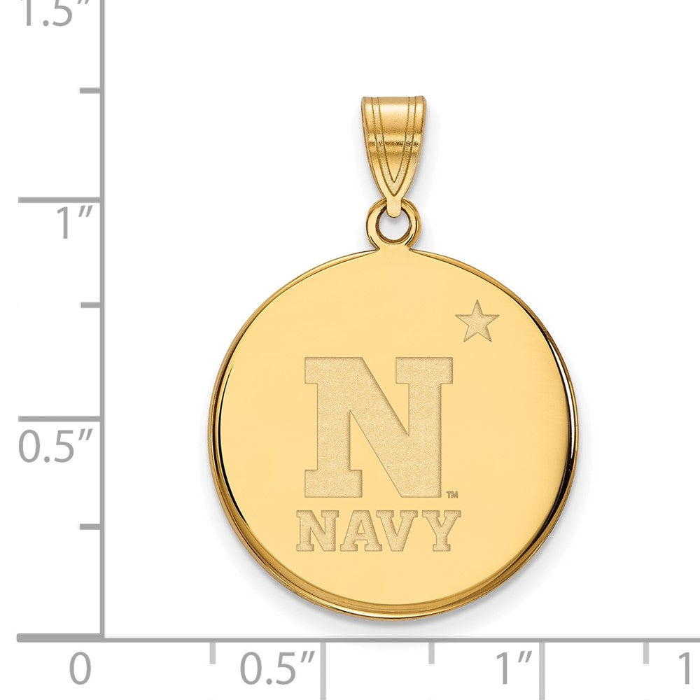 Gold Plated Sterling Silver Logoart Us Naval Academy Large Disc Pendant