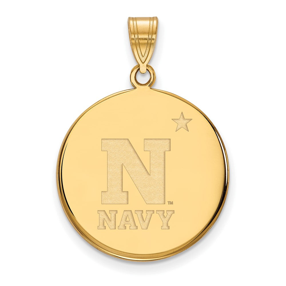Gold Plated Sterling Silver Logoart Us Naval Academy Large Disc Pendant
