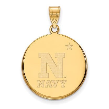 Gold Plated Sterling Silver Logoart Us Naval Academy Large Disc Pendant