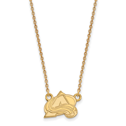 10K Yellow Gold Nhl Logoart Colorado Avalanche Letter A Small Pendant 18 Inch Necklace