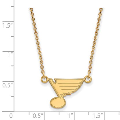 14K Yellow Gold Nhl Logoart St. Louis Blues Small Pendant 18 Inch Necklace