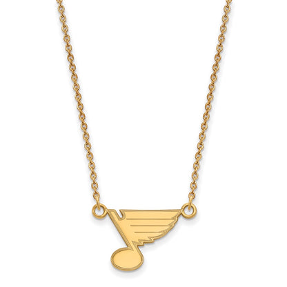 14K Yellow Gold Nhl Logoart St. Louis Blues Small Pendant 18 Inch Necklace
