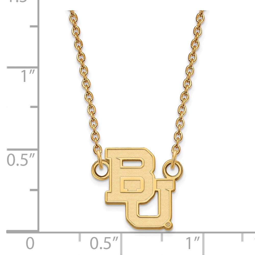 10K Yellow Gold Logoart Baylor University Bears Small Pendant 18 Inch Necklace