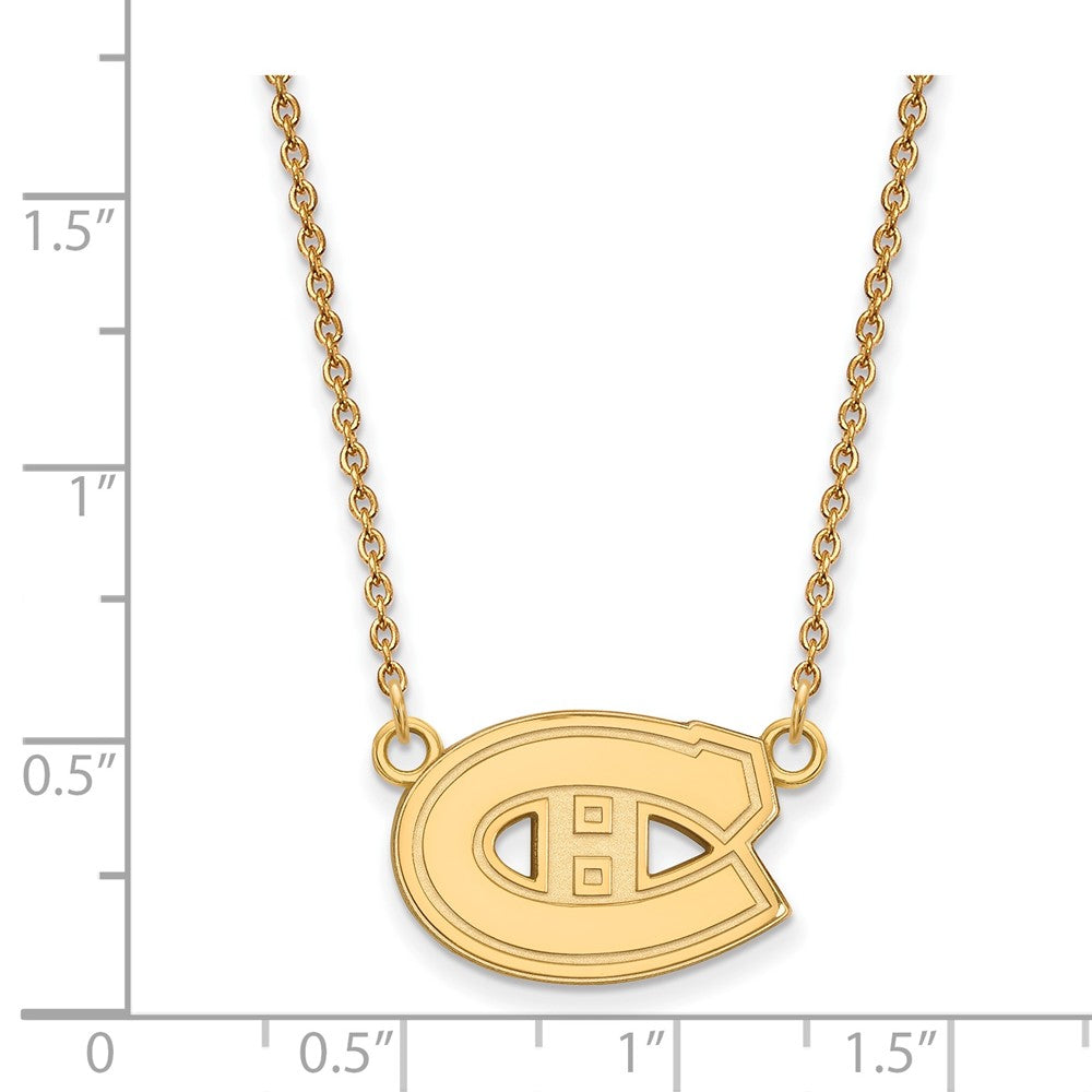 Gold Plated Sterling Silver Nhl Logoart Montreal Canadiens Small Pendant 18 Inch Necklace