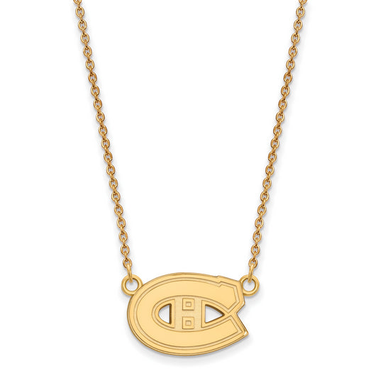 10K Yellow Gold Nhl Logoart Montreal Canadiens Small Pendant 18 Inch Necklace