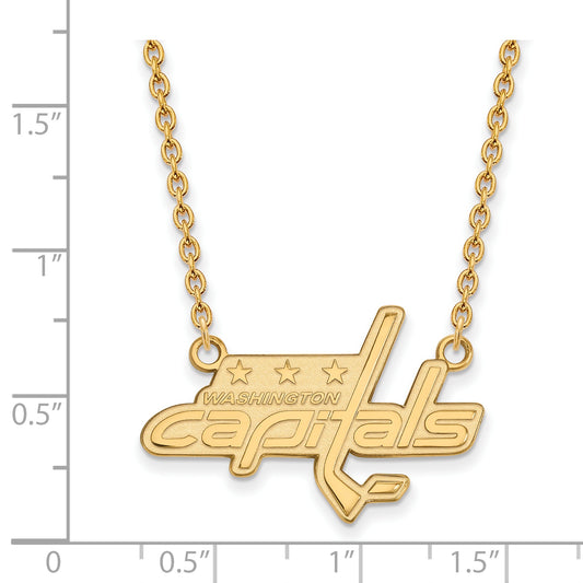 10K Yellow Gold Nhl Logoart Washington Capitals Large Pendant 18 Inch Necklace