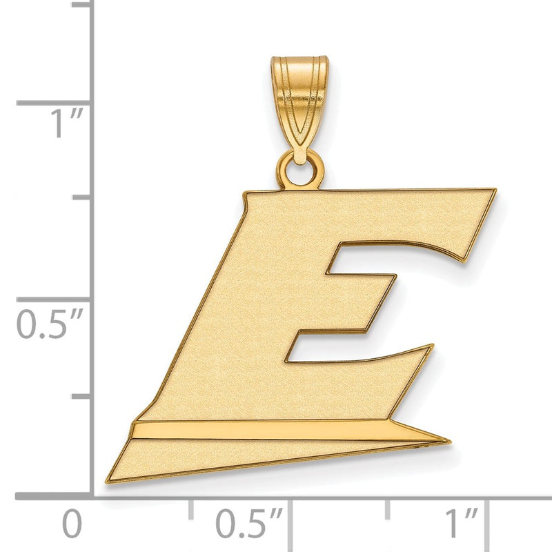 14K Yellow Gold Logoart Eastern Kentucky University Letter E Large Pendant
