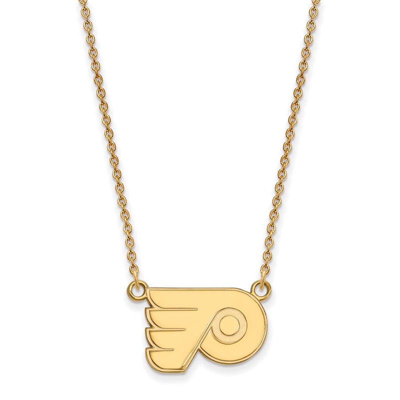 Gold Plated Sterling Silver Nhl Logoart Philadelphia Flyers Sm Pendant 18 Inch Necklace