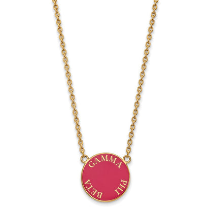 Gold Plated Sterling Silver Logoart Gamma Phi Beta Sorority Text Large Color Enamel Pendant 18 Inch Necklace