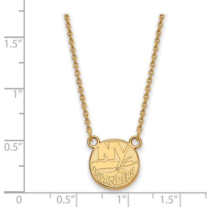 10K Yellow Gold Nhl Logoart New York Islanders Small Pendant 18 Inch Necklace