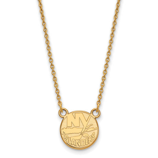 10K Yellow Gold Nhl Logoart New York Islanders Small Pendant 18 Inch Necklace