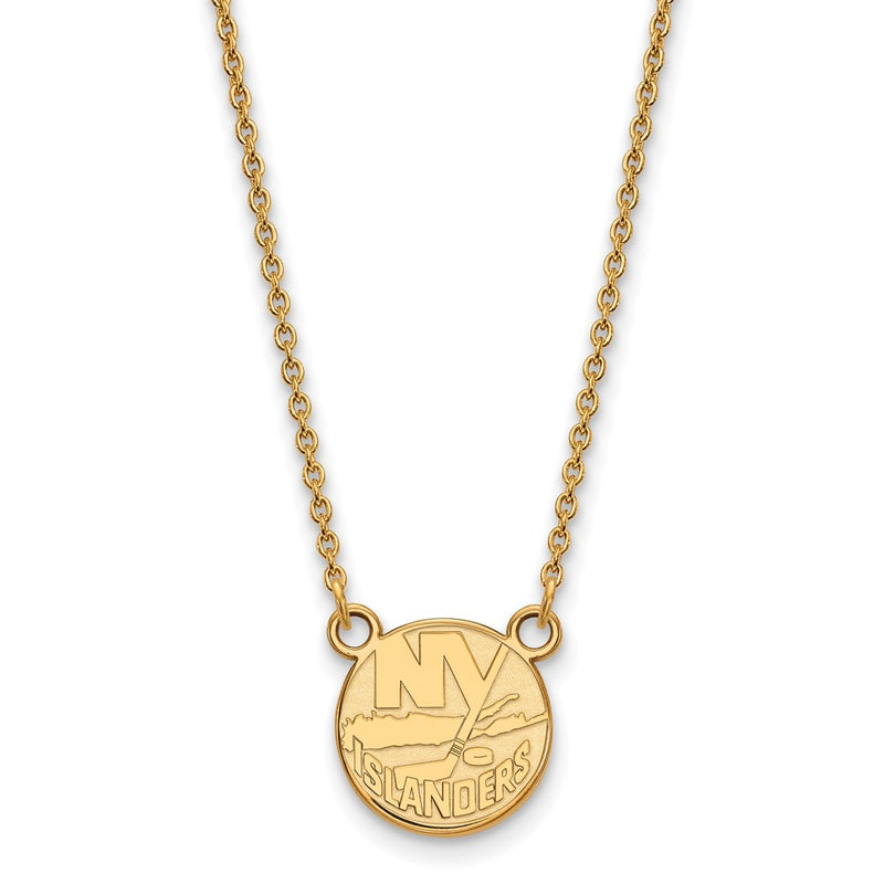 14K Yellow Gold Nhl Logoart New York Islanders Small Pendant 18 Inch Necklace