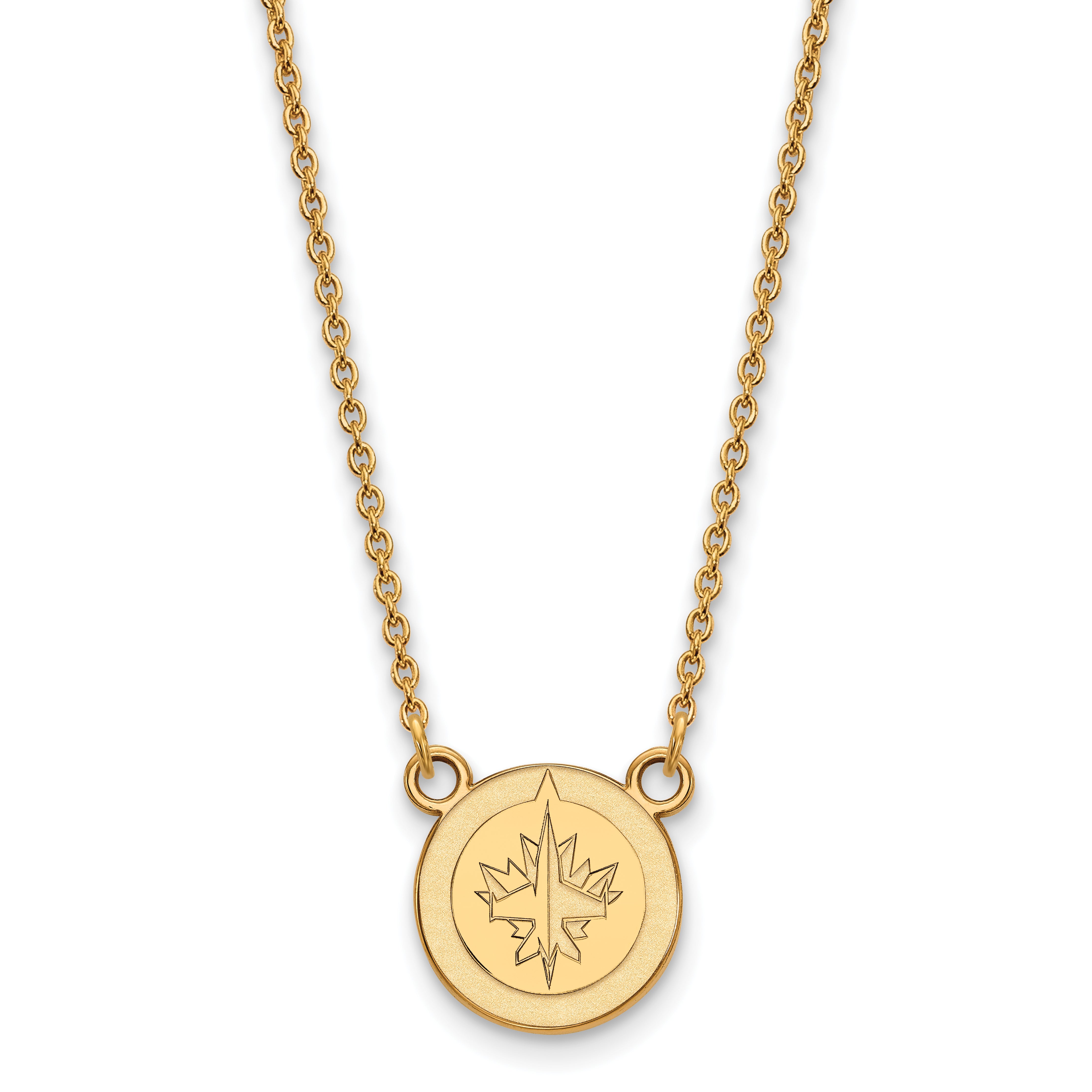 10K Yellow Gold Nhl Logoart Winnipeg Jets Small Pendant 18 Inch Necklace