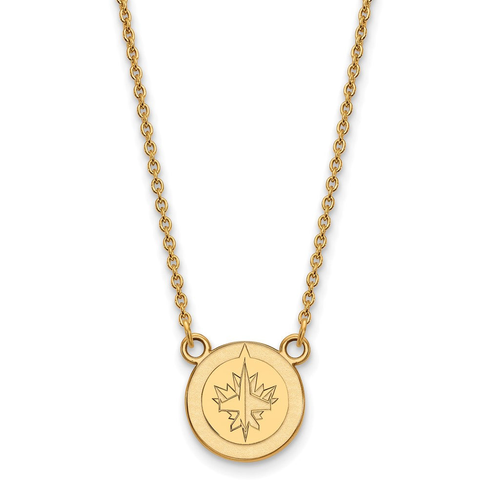 14K Yellow Gold Nhl Logoart Winnipeg Jets Small Pendant 18 Inch Necklace