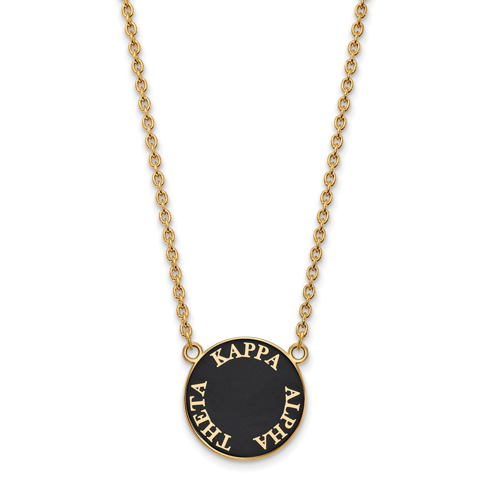 Gold Plated Sterling Silver Logoart Kappa Alpha Theta Sorority Text Large Color Enamel Pendant 18 Inch Necklace