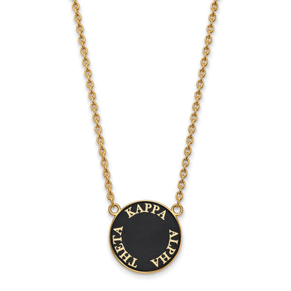 Gold Plated Sterling Silver Logoart Kappa Alpha Theta Sorority Text Large Color Enamel Pendant 18 Inch Necklace