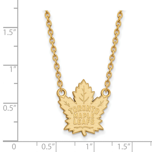 10K Yellow Gold Nhl Logoart Toronto Maple Leafs Large Pendant 18 Inch Necklace