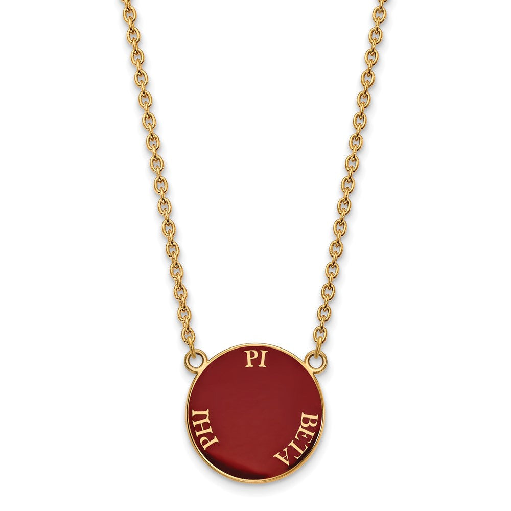 Gold Plated Sterling Silver Logoart Pi Beta Phi Sorority Text Large Color Enamel Pendant 18 Inch Necklace