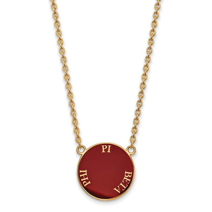 Gold Plated Sterling Silver Logoart Pi Beta Phi Sorority Text Large Color Enamel Pendant 18 Inch Necklace
