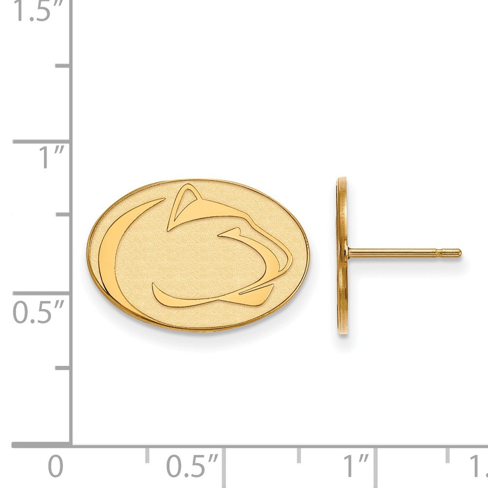 Gold Plated Sterling Silver Logoart Penn State University Lion Small Post Earrings