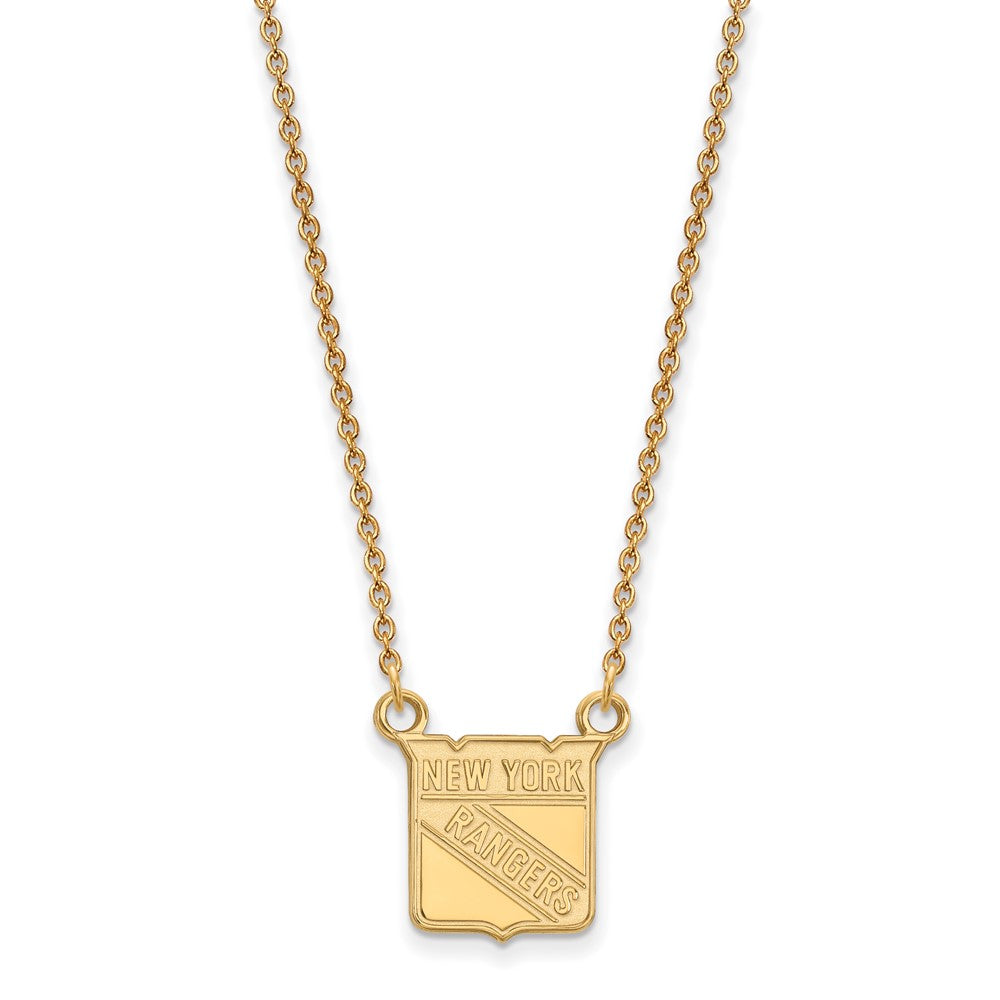 14K Yellow Gold Nhl Logoart New York Rangers Small Pendant 18 Inch Necklace