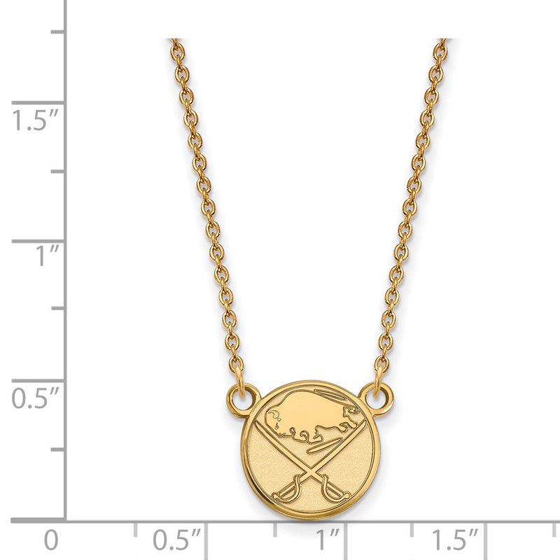 Gold Plated Sterling Silver Nhl Logoart Buffalo Sabres Small Pendant 18 Inch Necklace