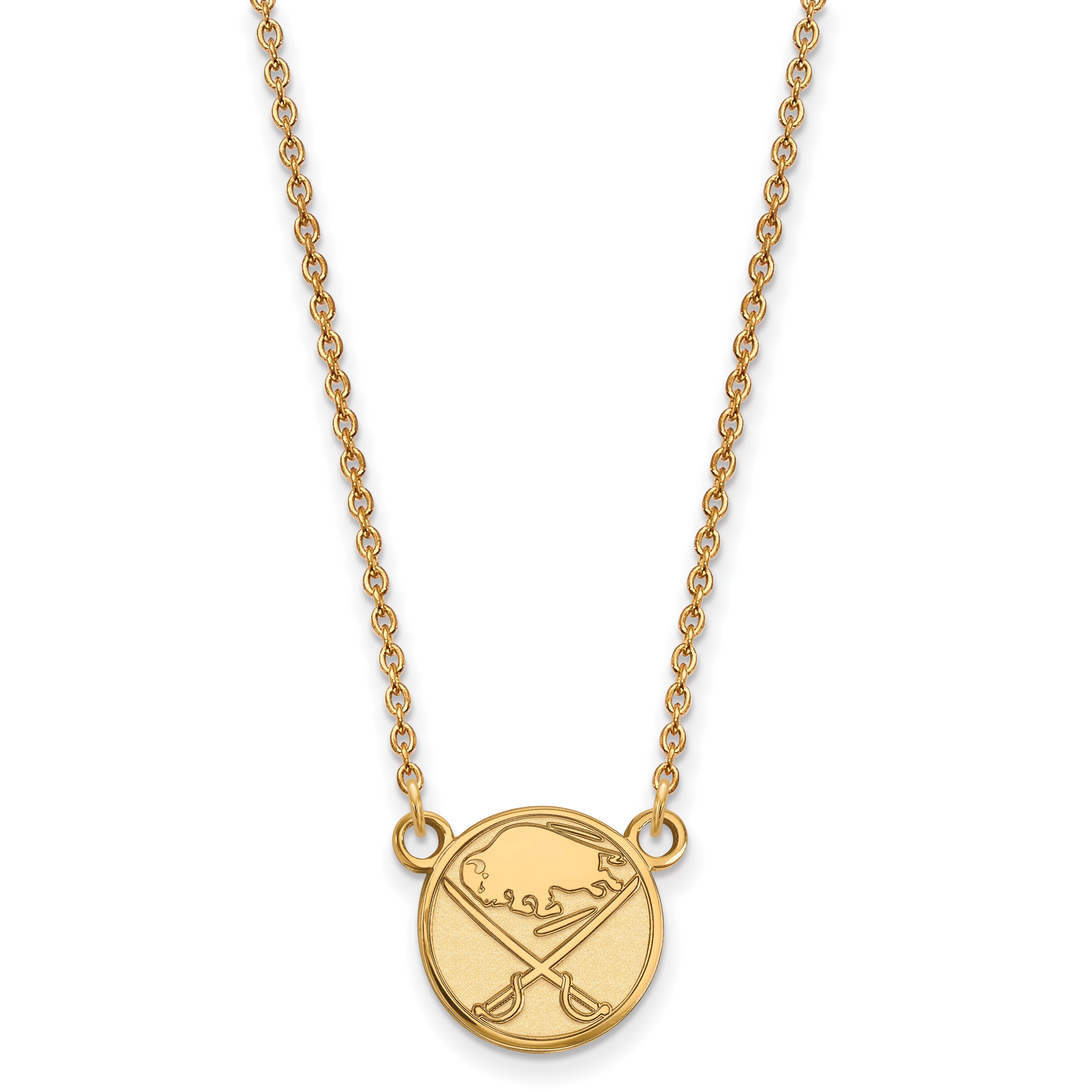 10K Yellow Gold Nhl Logoart Buffalo Sabres Small Pendant 18 Inch Necklace