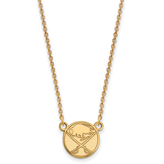 10K Yellow Gold Nhl Logoart Buffalo Sabres Small Pendant 18 Inch Necklace
