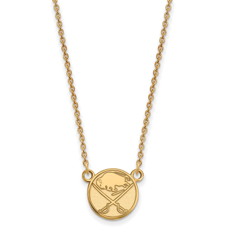Gold Plated Sterling Silver Nhl Logoart Buffalo Sabres Small Pendant 18 Inch Necklace