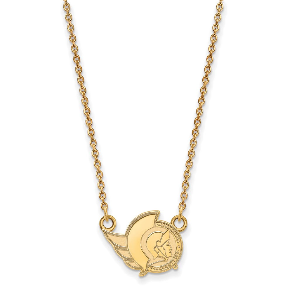 Gold Plated Sterling Silver Nhl Logoart Ottawa Senators Small Pendant 18 Inch Necklace
