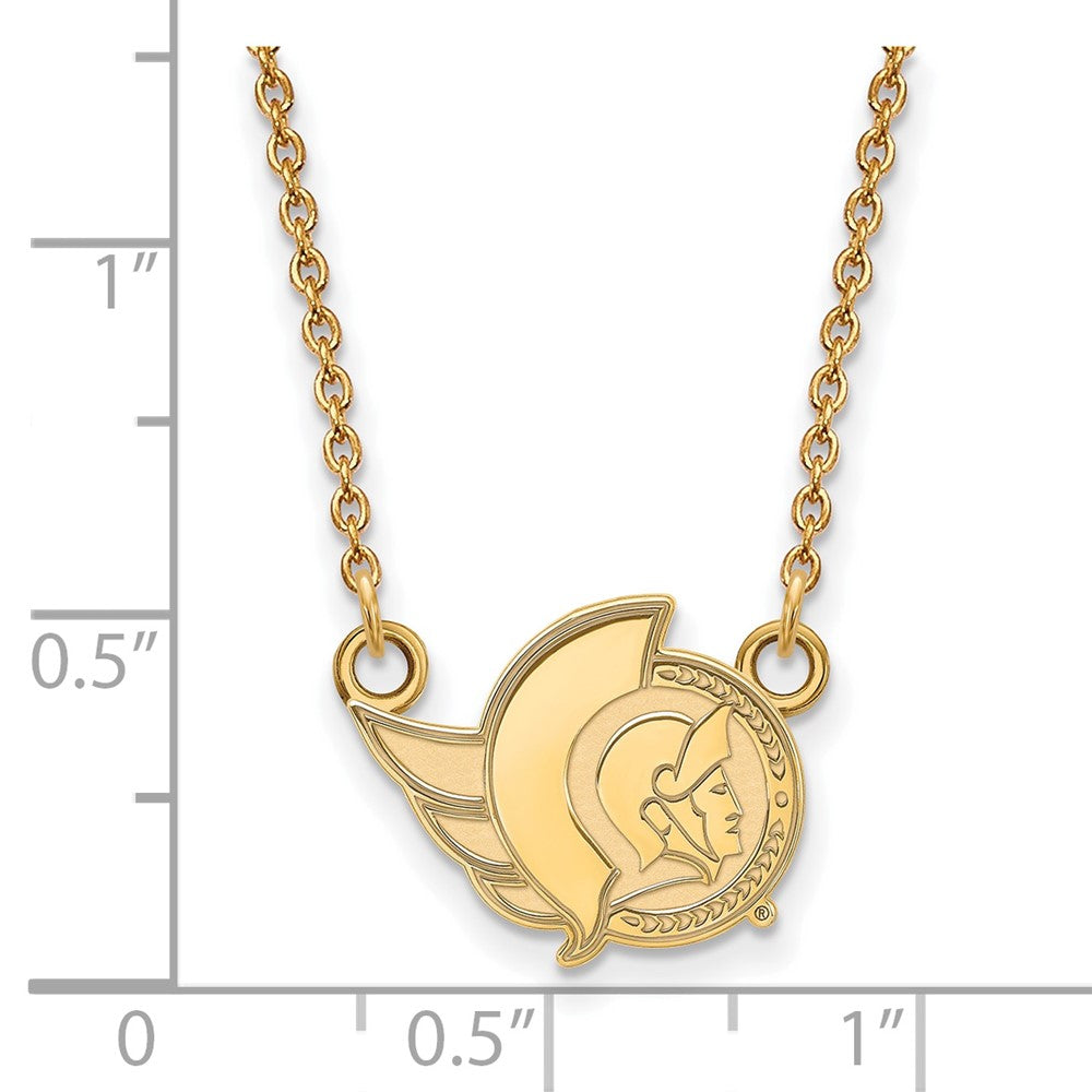 Gold Plated Sterling Silver Nhl Logoart Ottawa Senators Small Pendant 18 Inch Necklace