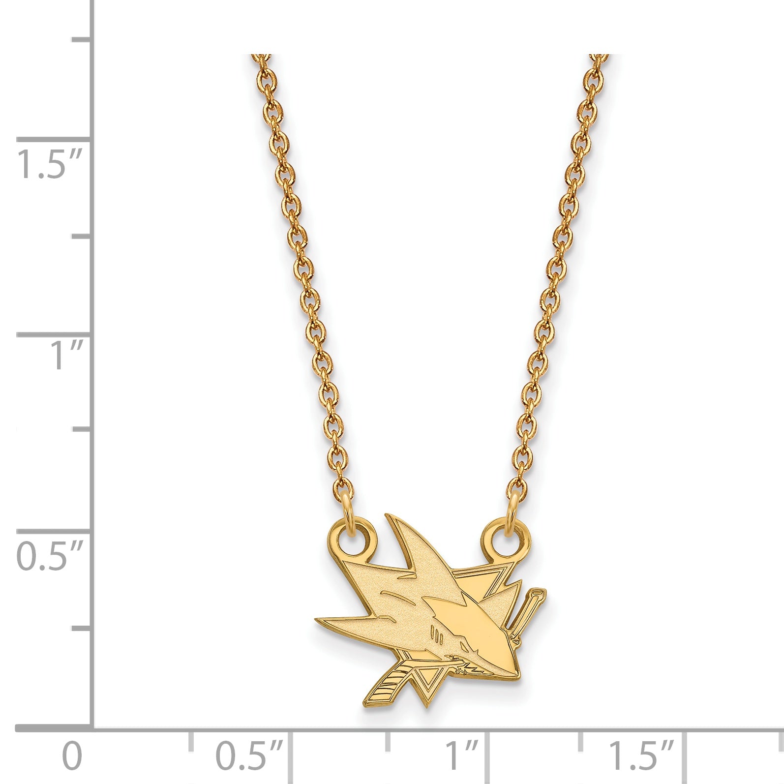 10K Yellow Gold Nhl Logoart San Jose Sharks Small Pendant 18 Inch Necklace