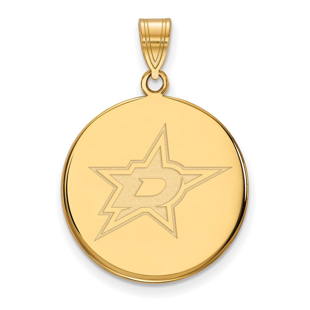 Gold Plated Sterling Silver Nhl Logoart Dallas Stars Large Disc Pendant