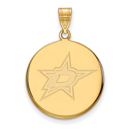 Gold Plated Sterling Silver Nhl Logoart Dallas Stars Large Disc Pendant